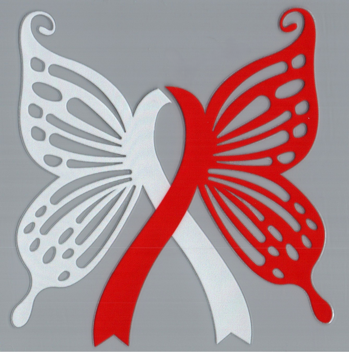 Red/White Ribbon Awareness Single Decal 89