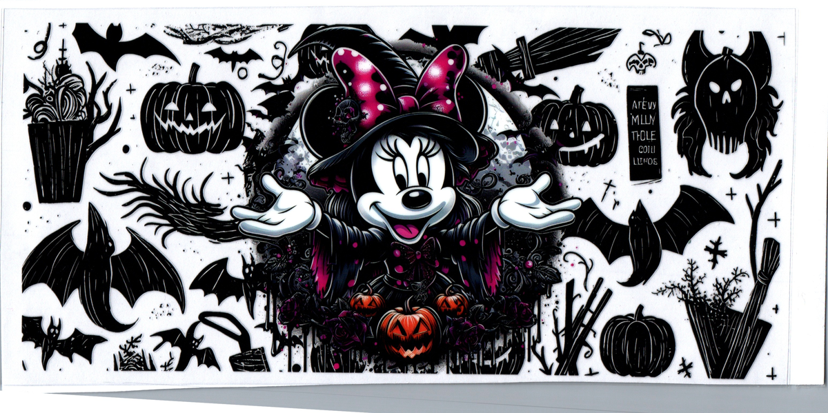 16oz Mousey witch black and pink in basket Halloween 90