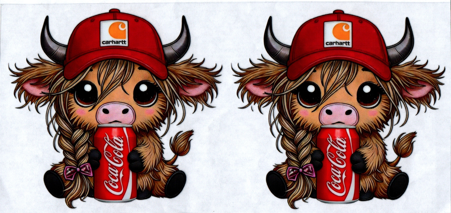 2 decals Coke Red Chartt Cow with braid #91