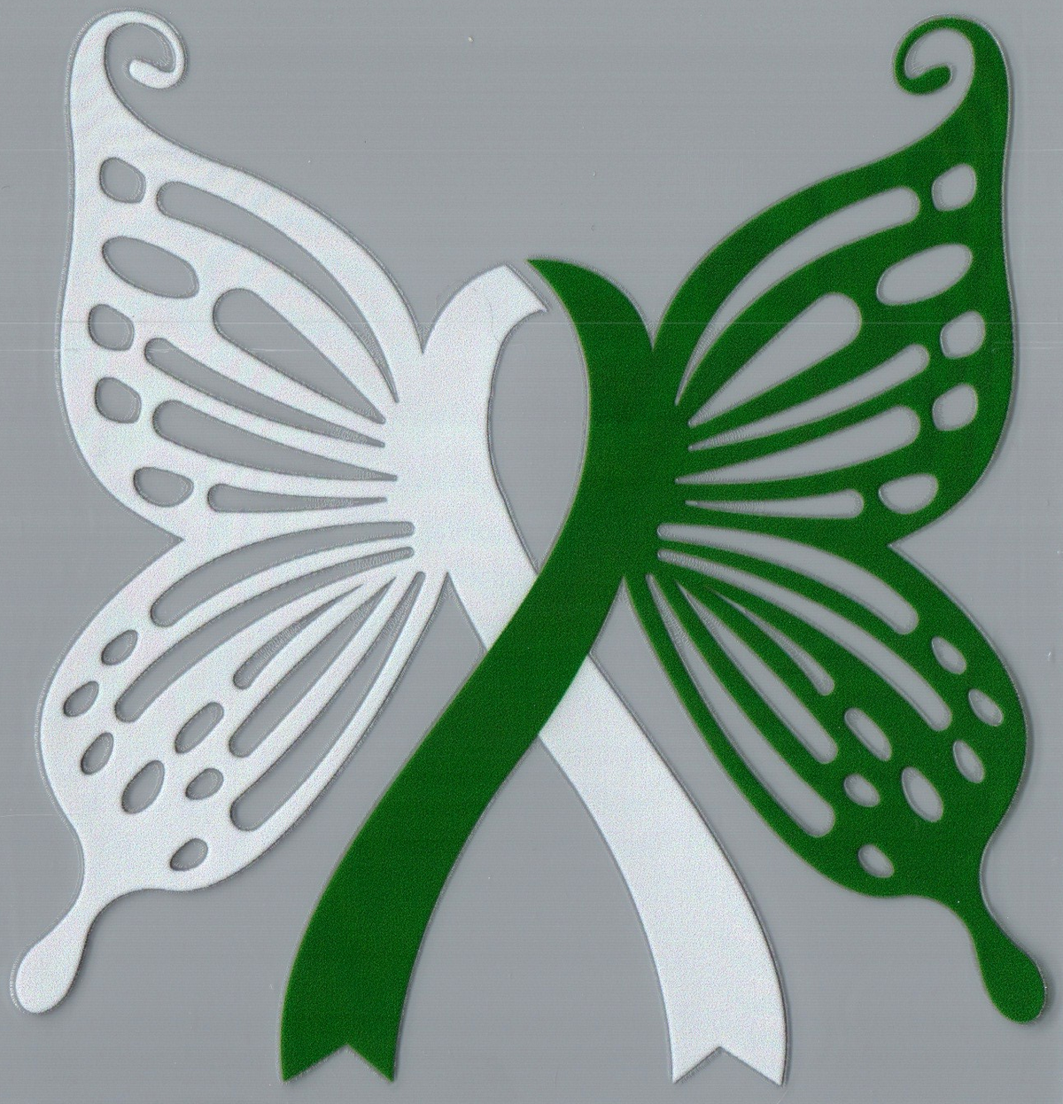 Dark Green/White Ribbon Awareness Single Decal 92