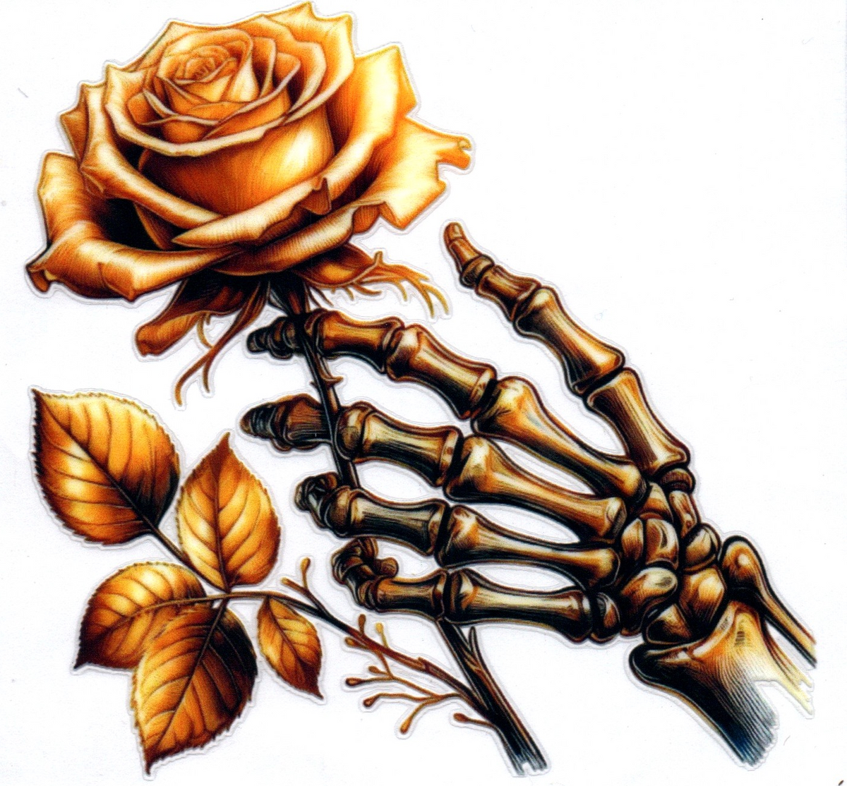 Skelton Hand (Left) cream rose Single Decal 9