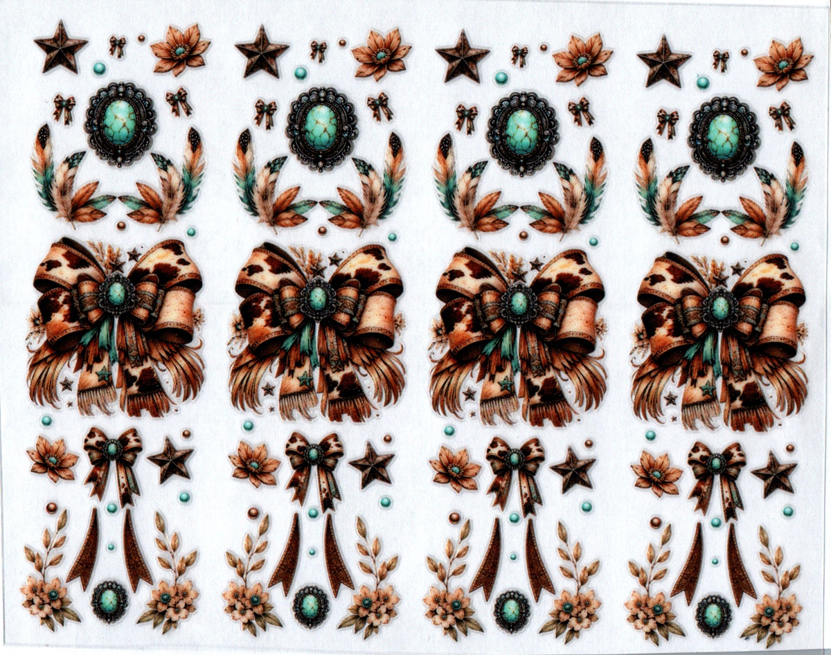 cow print bow and jade pen wraps 95