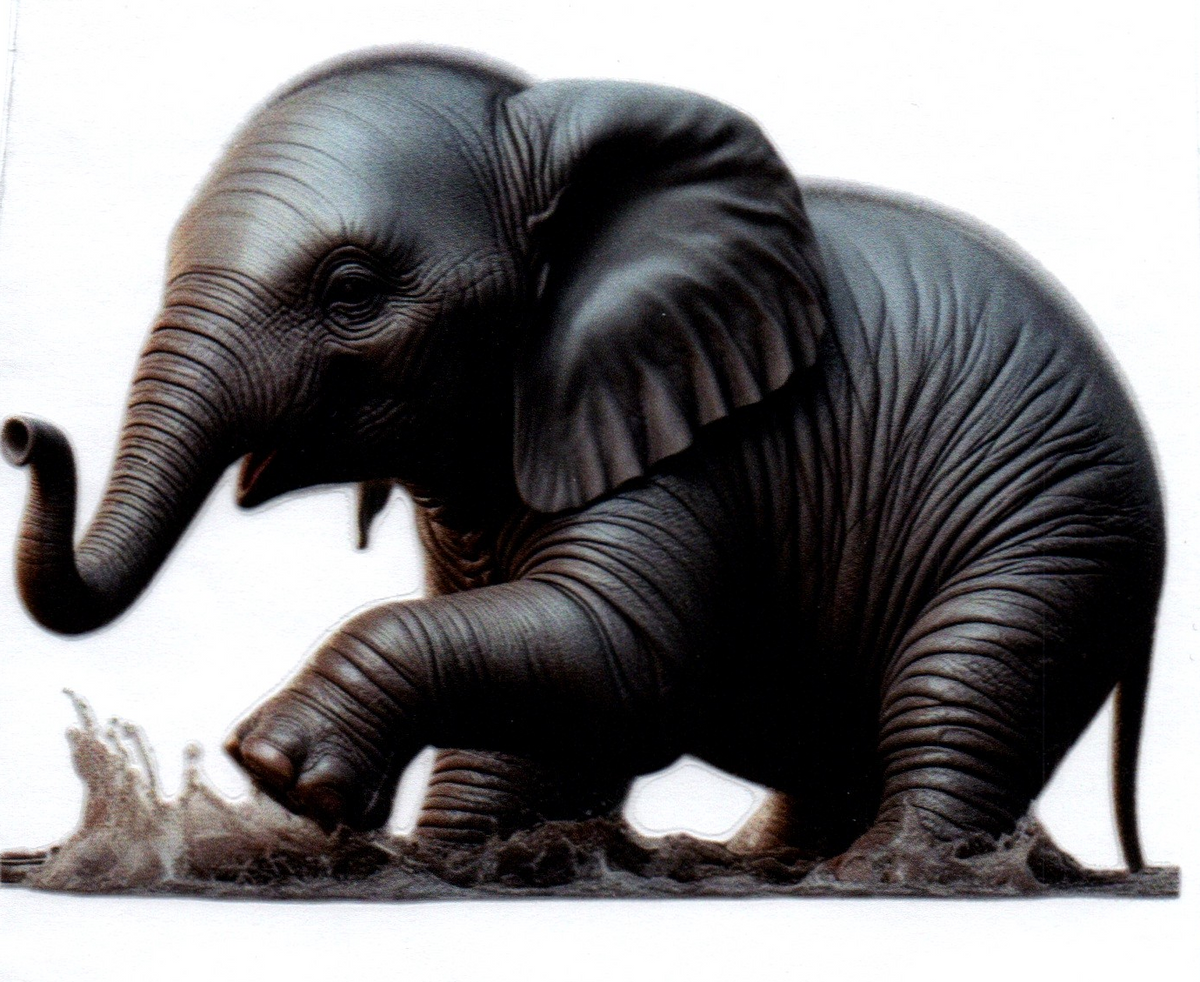 Gray baby elephant Single Decal 96