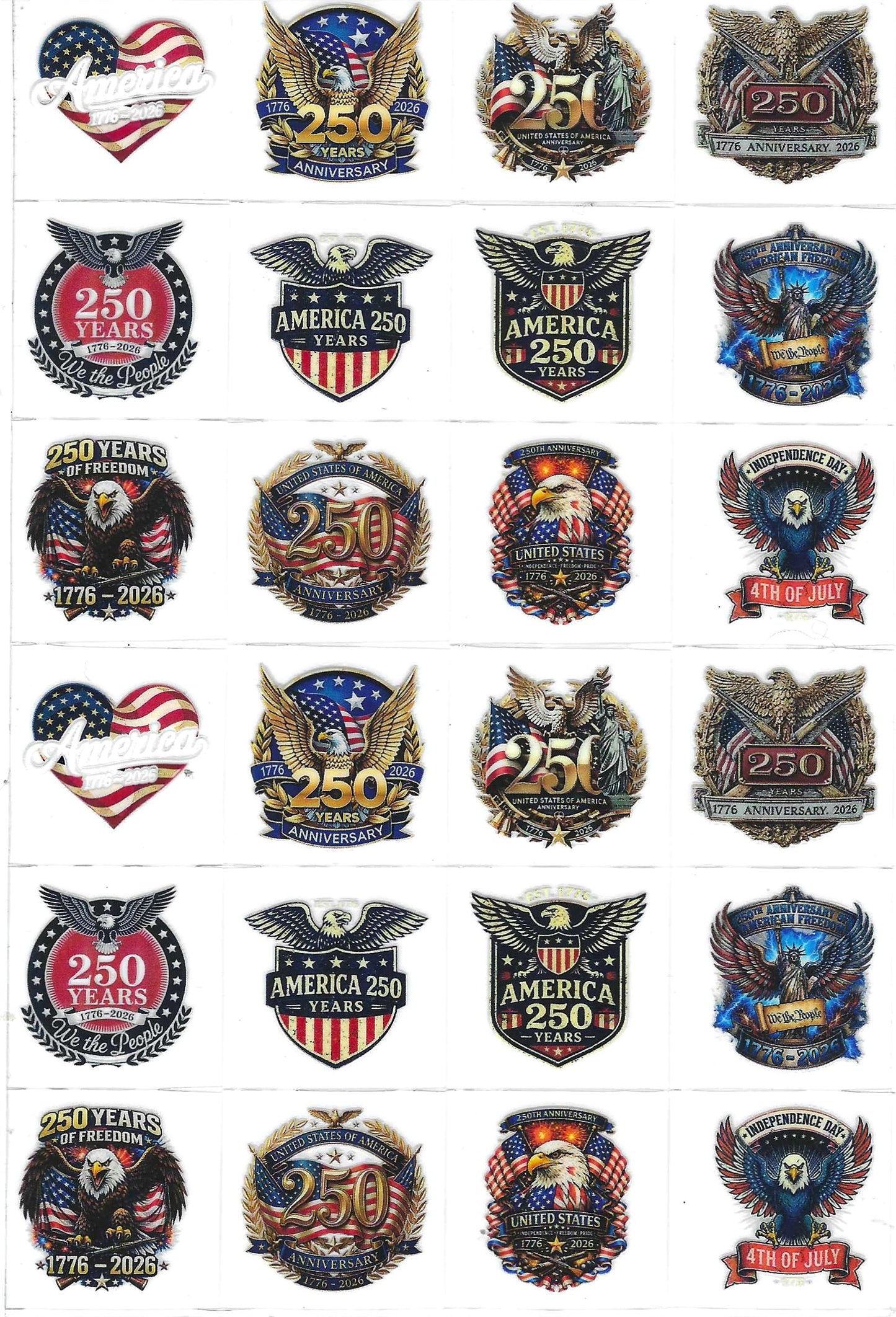 American 250 Annivesary Kiss Cut