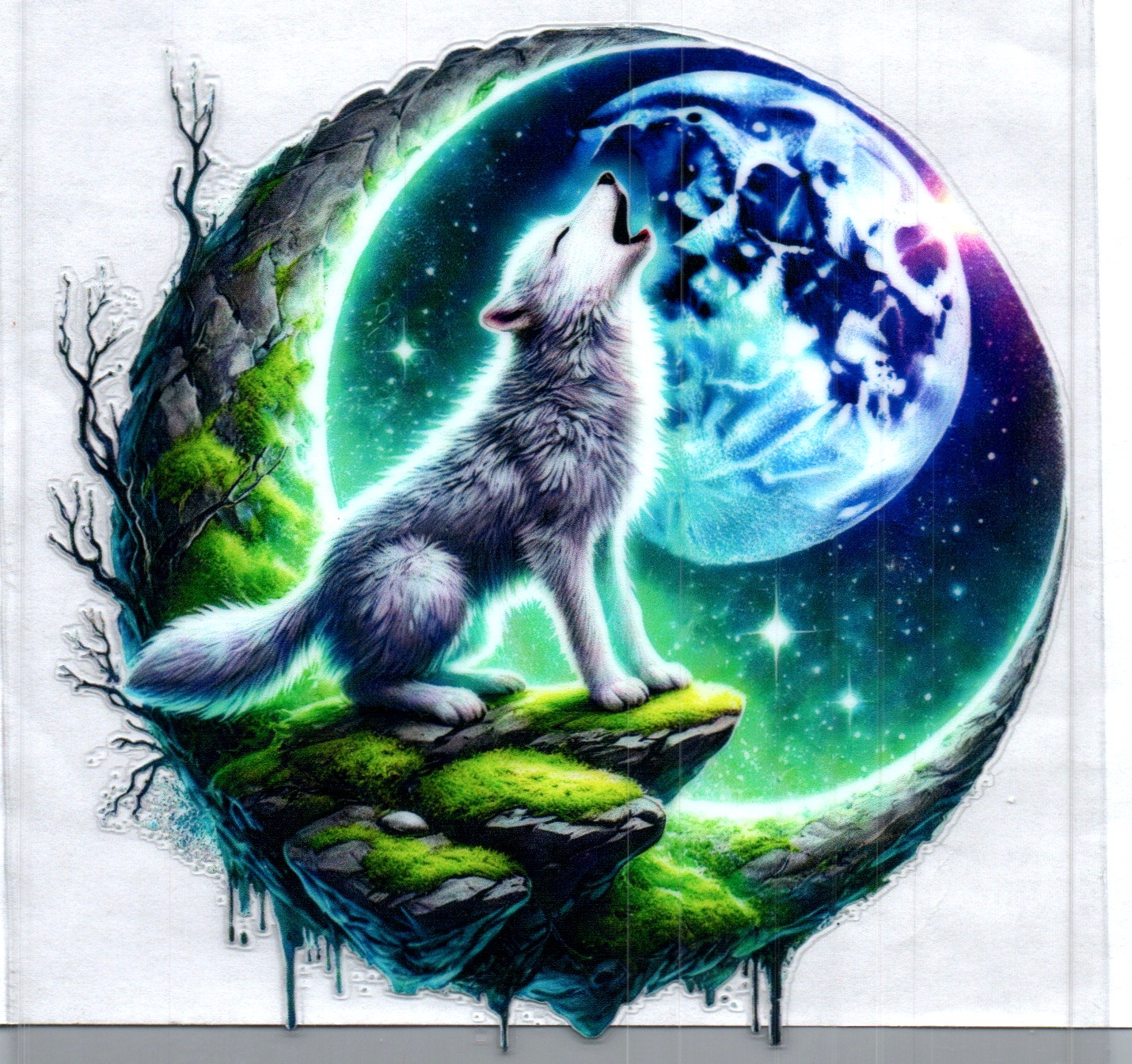 Wolf howling at the moon Animal Decal