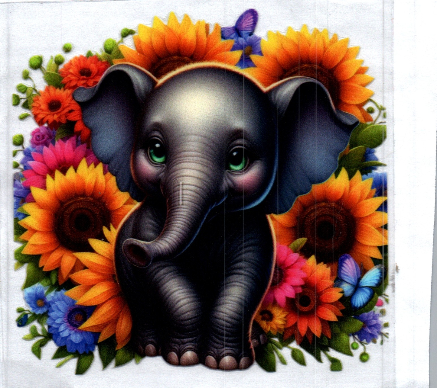 Sunflower Elephant Animal Decal