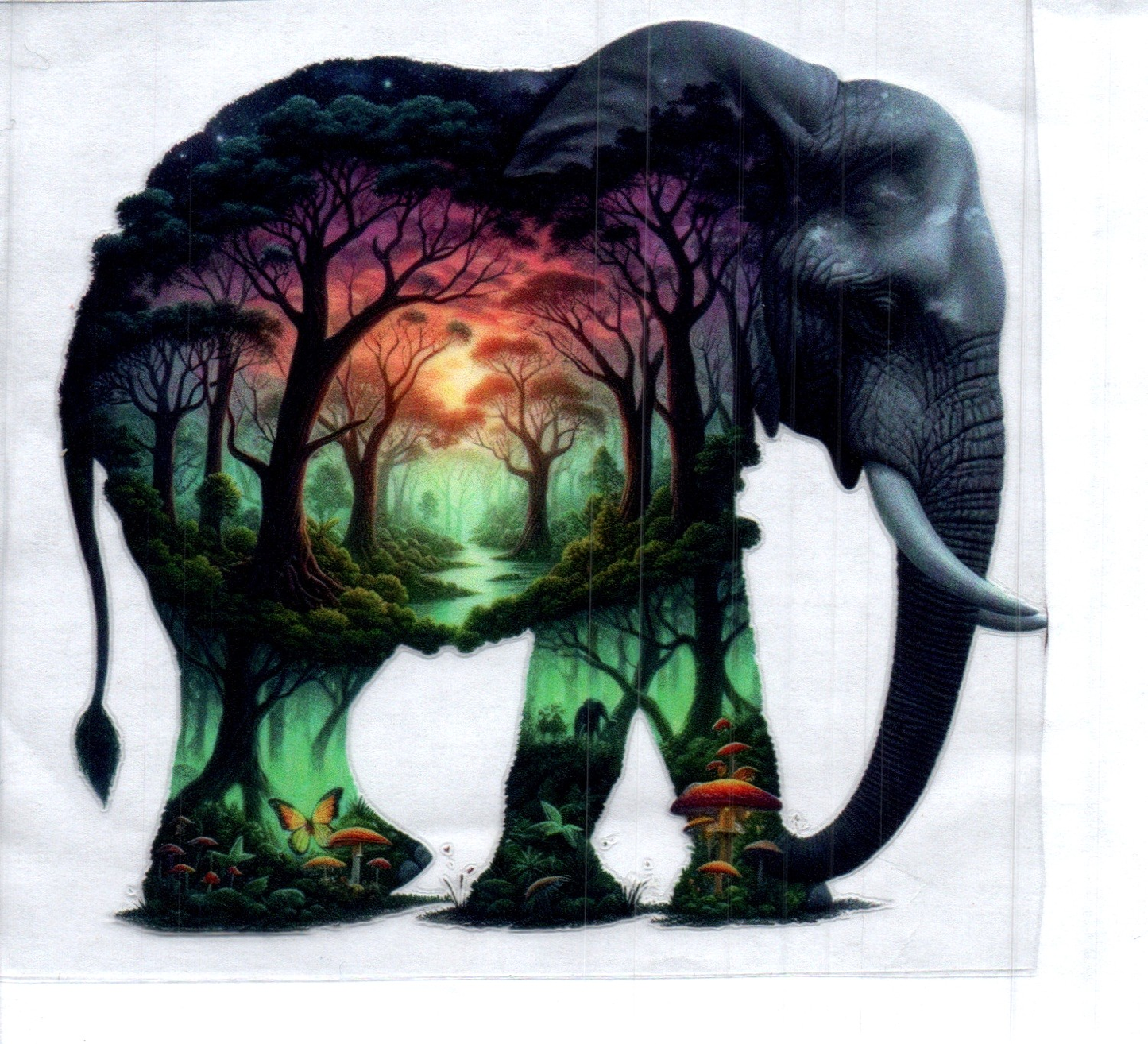 Double Exposed Elephant Animal Decal