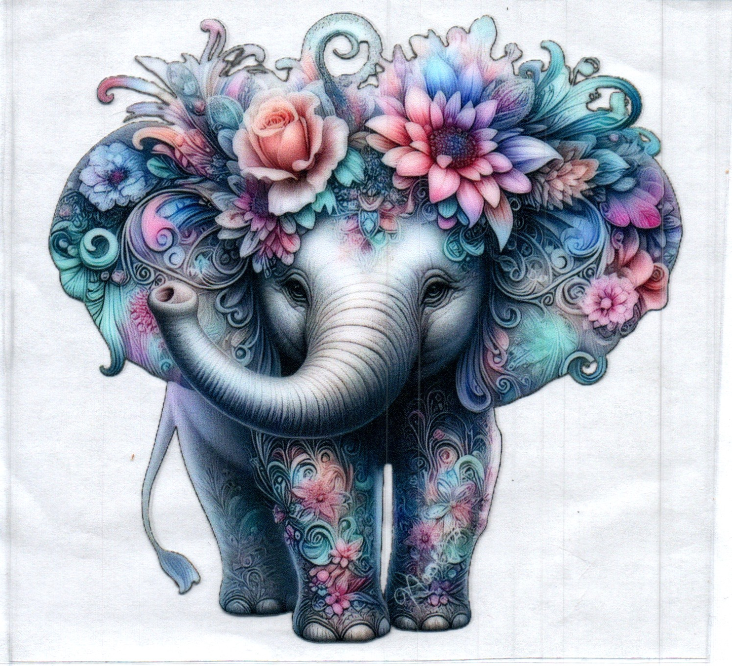 Pretty flowered Elephant Animal Decal