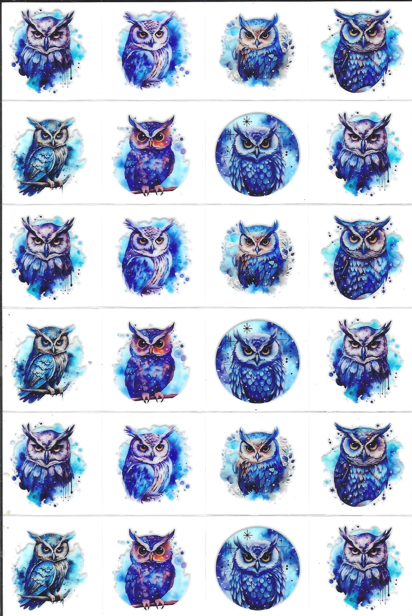Blue Owls Kiss Cut