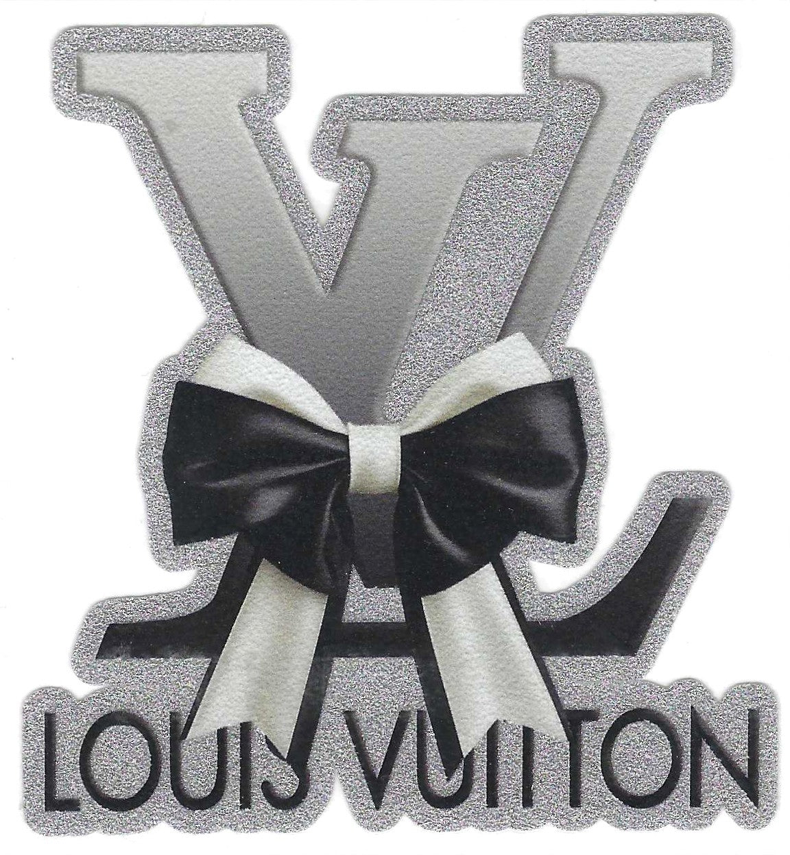 L-V W/ Black & White Bow Glitter Decal