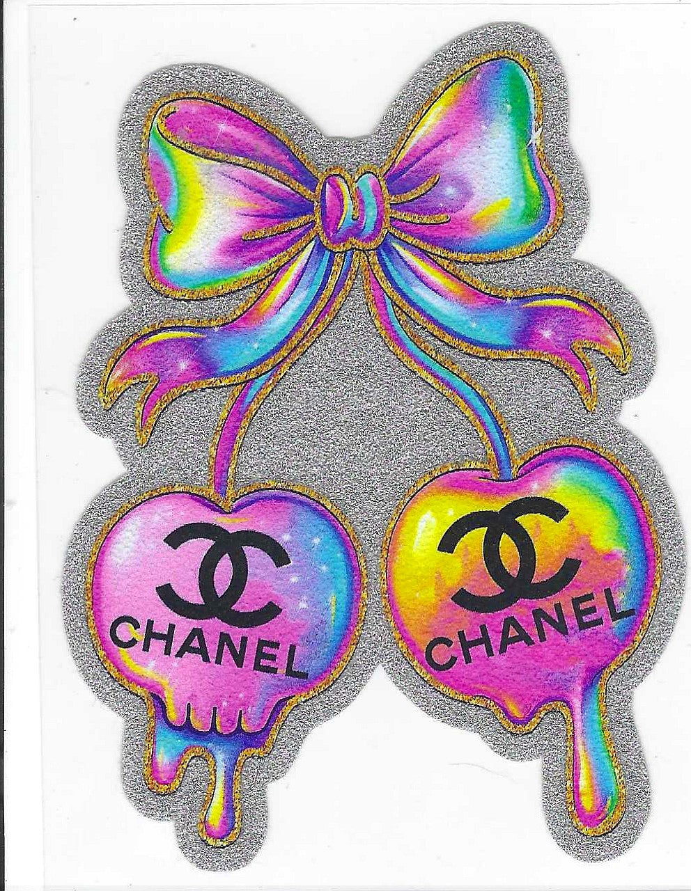 C-C Rainbow Cherrie & Bow Glitter Decal