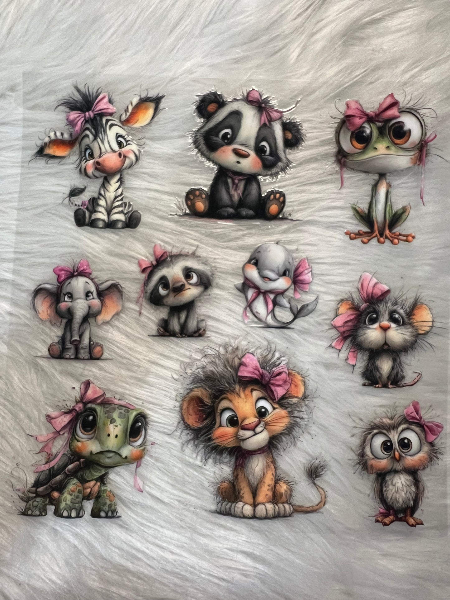 Cute Pink Bow Animals Element