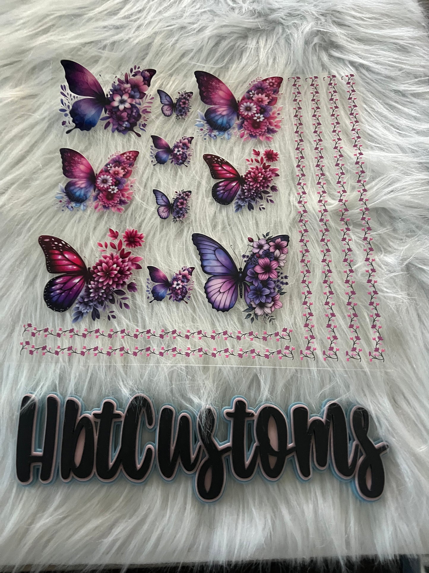 Purple Butterflies w/ Flowers Element 10x10