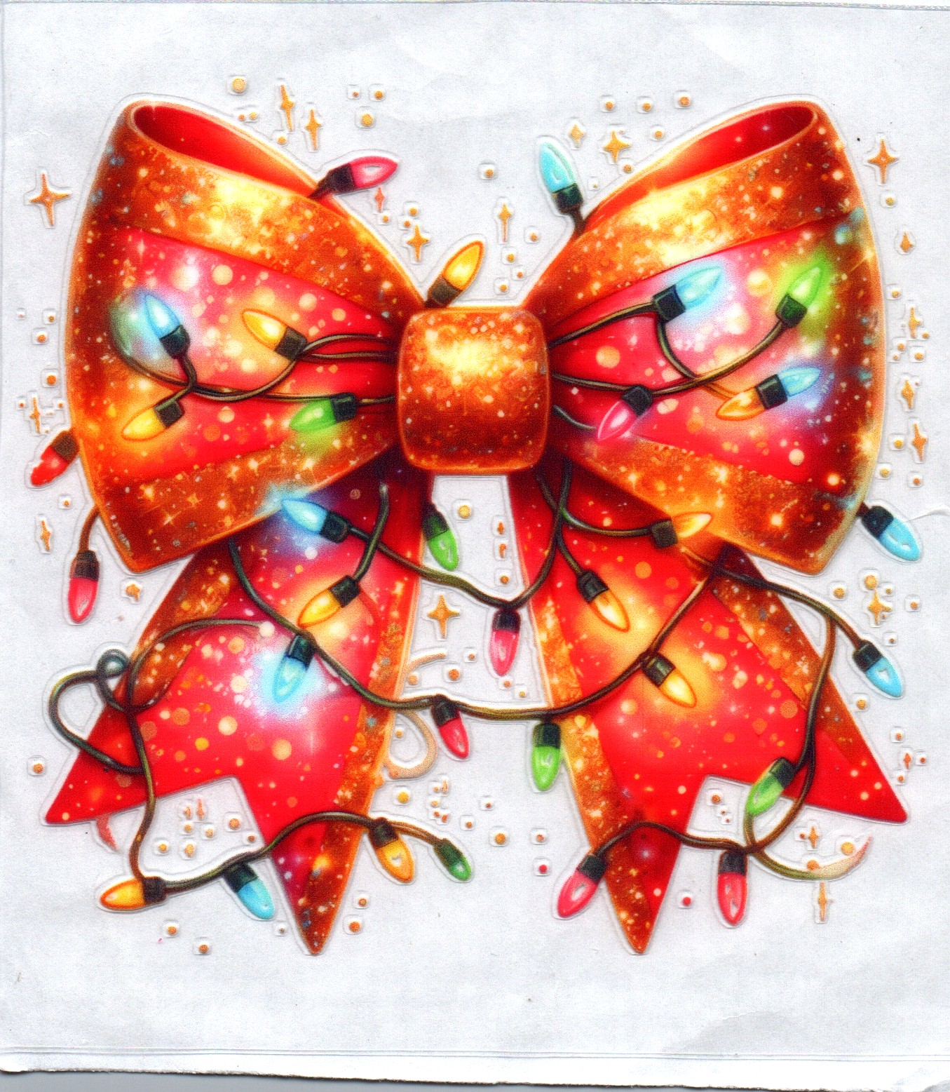 Red Bow w/ Light Christmas Decal