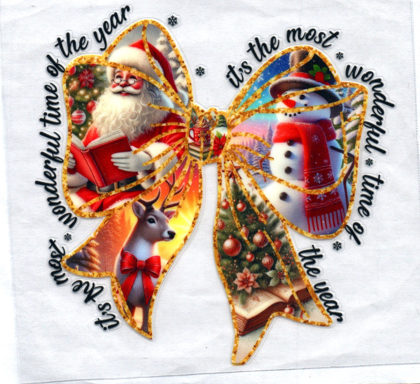Santa n Frosty Bow Christmas Decal