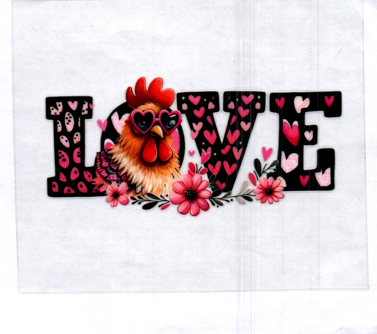 Love w/a chicken in the o Single Decal 143