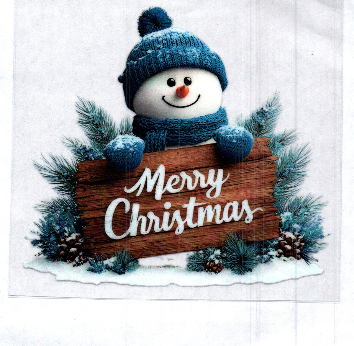 Snowman Merry Christmas sign white Single Decal 208