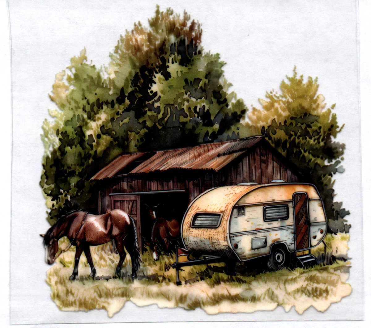 Camper w/horse barn 24 Single Decal