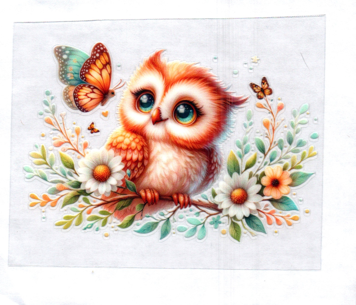 Baby Owl w/butterfly 87 Single Decal