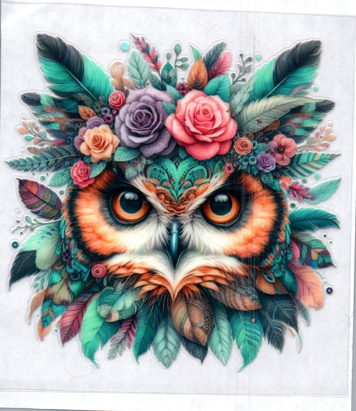 Owl w/flower headdress 88 Single Decal