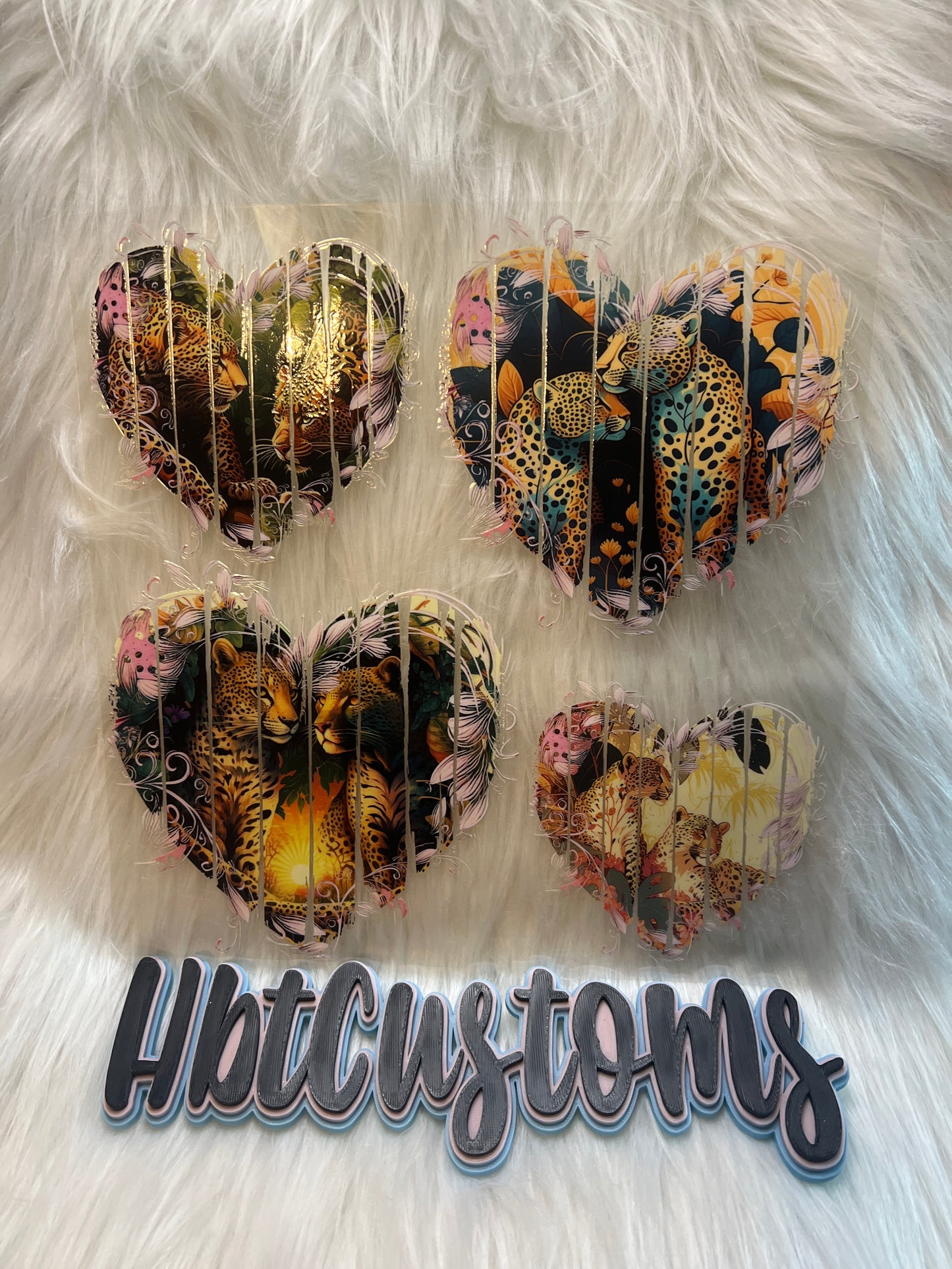 Leopard Brush Stroke Hearts Element