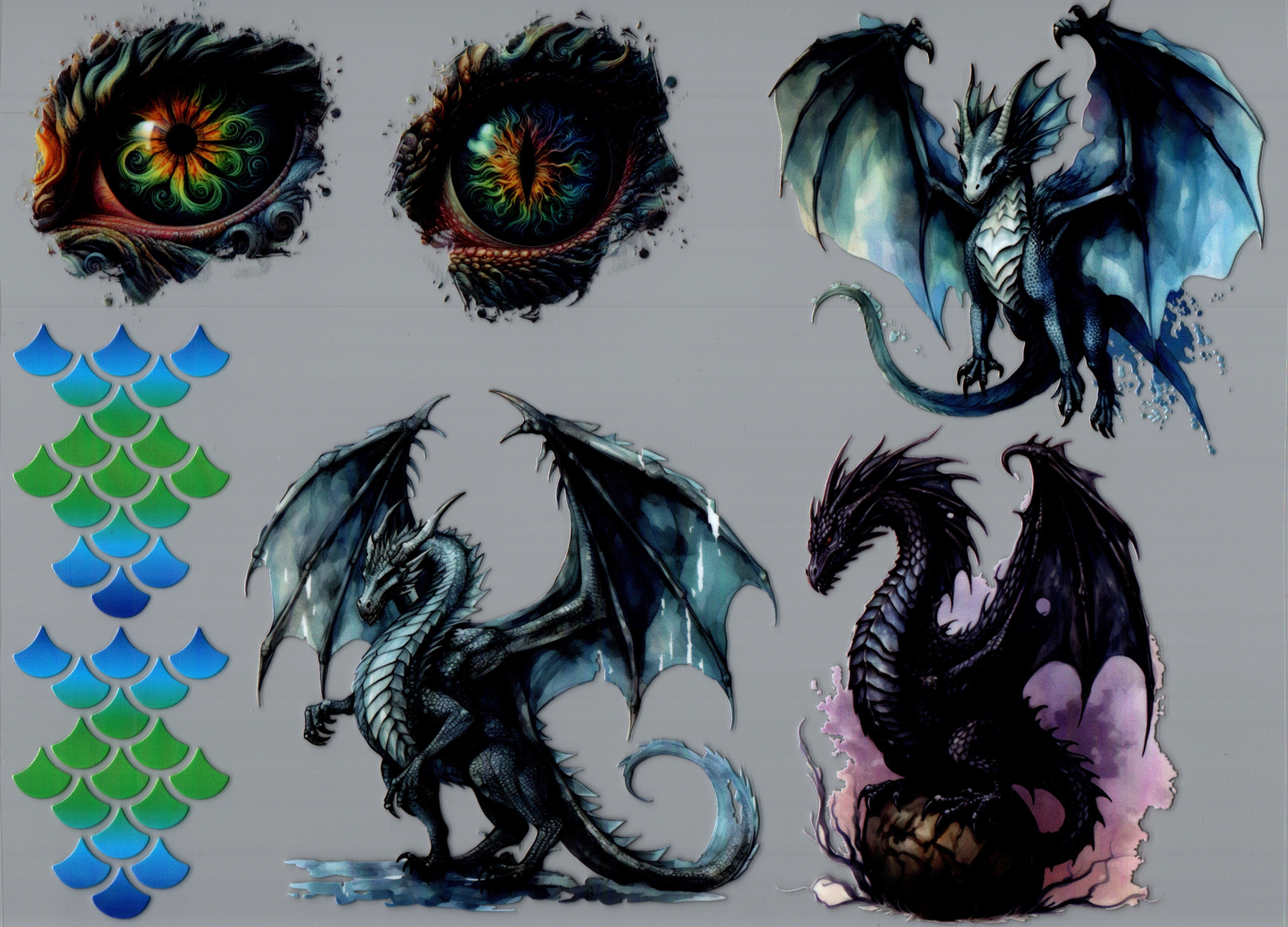 Dragons Blue & Green Scales Element