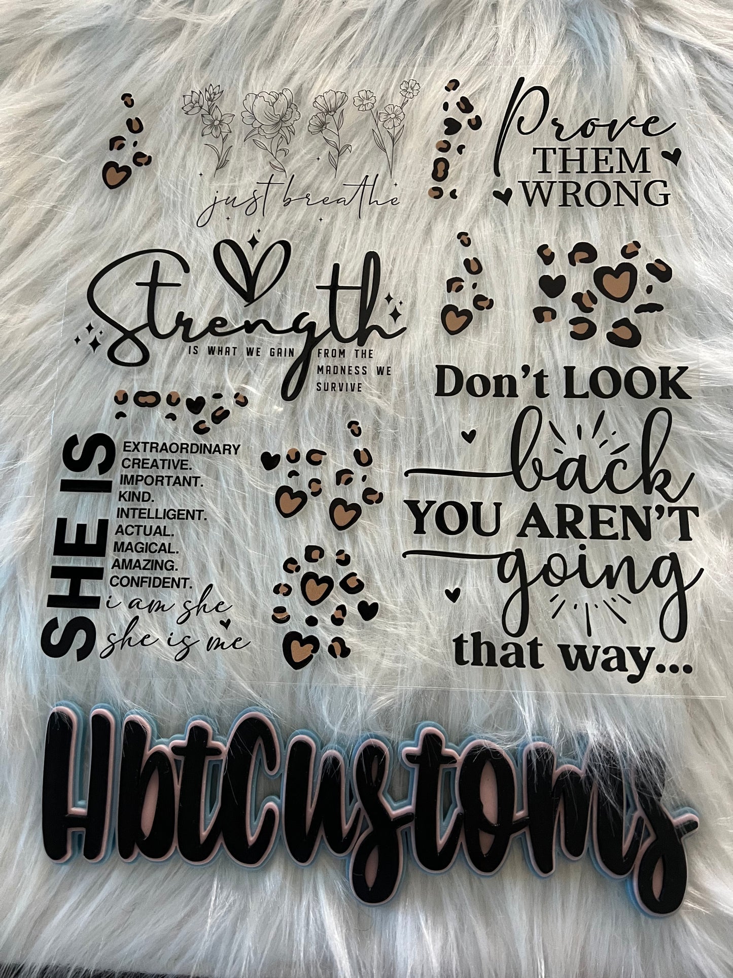 Leopard Print w/ Positive Quotes Element 10 x10