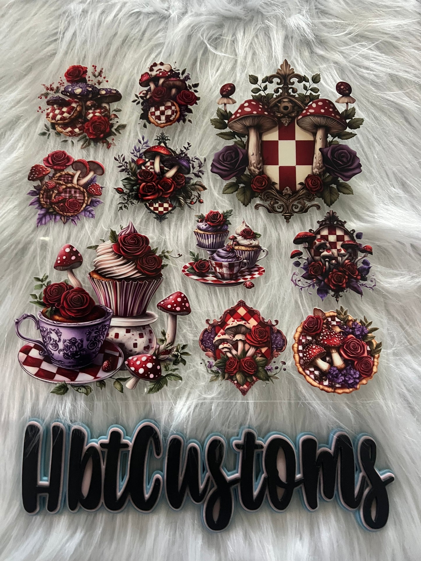 Whimsical Red Mushrooms 10 x10