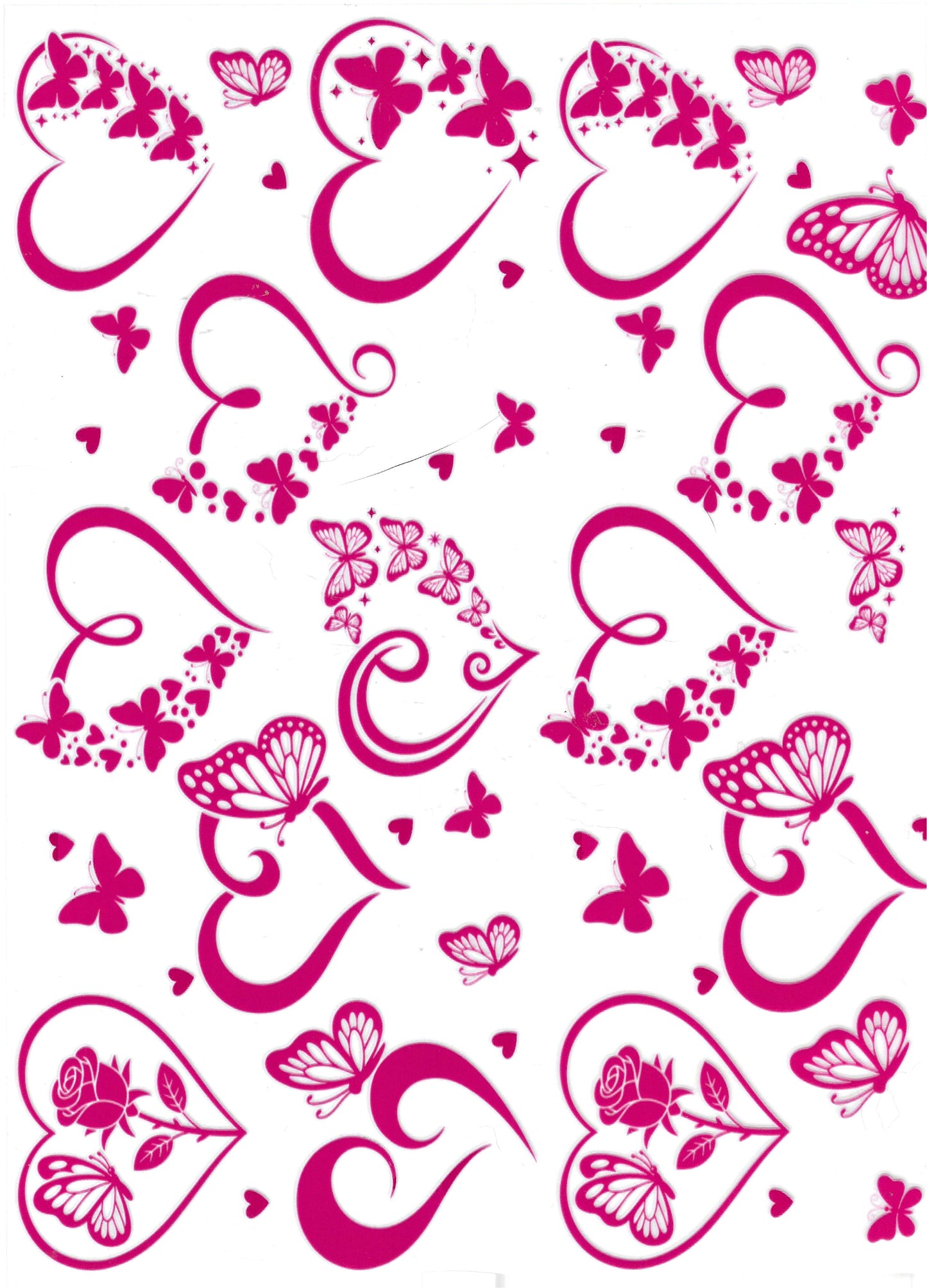 Pink Heart Outline w/ Butterflies Element