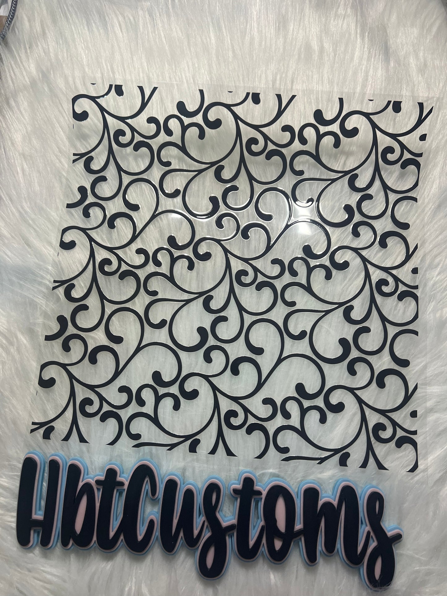 Tooled-Leather Scroll stained-glass Element