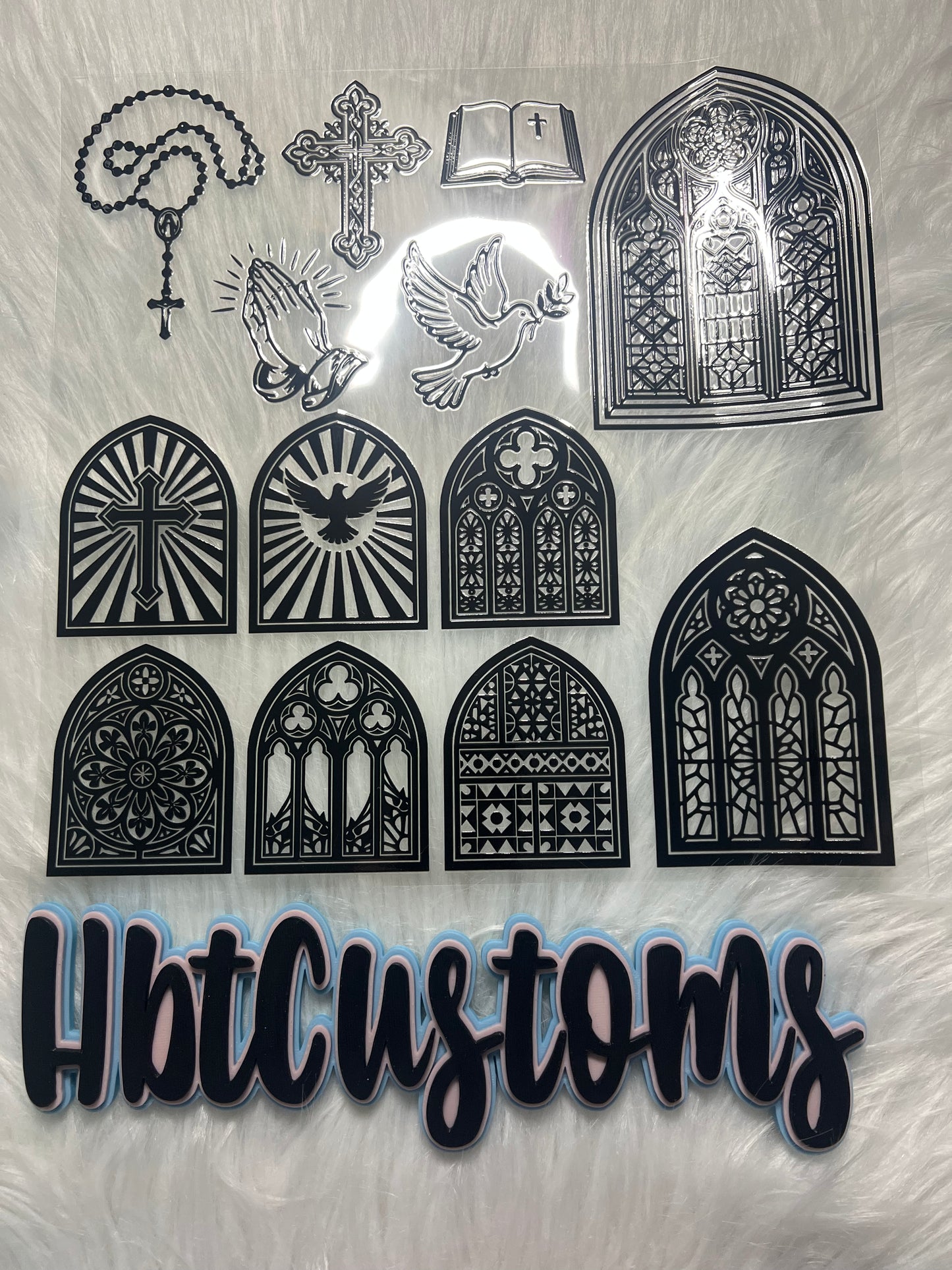 Religious dove rosary stained-glass Element