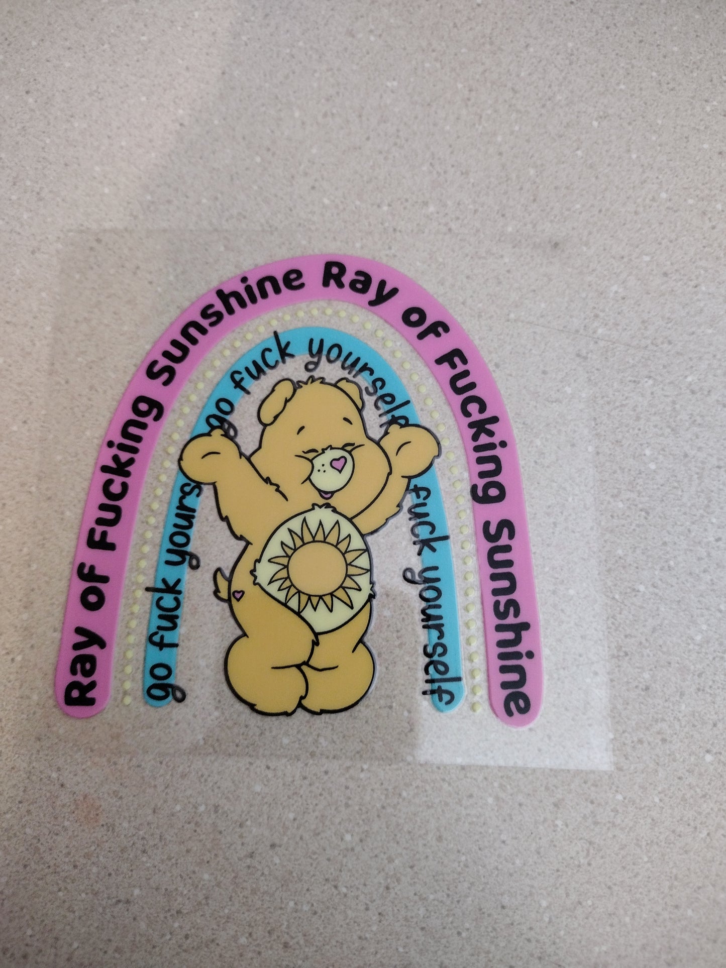 RAY OF SUNSHINE SWEAR BEAR UV DTF