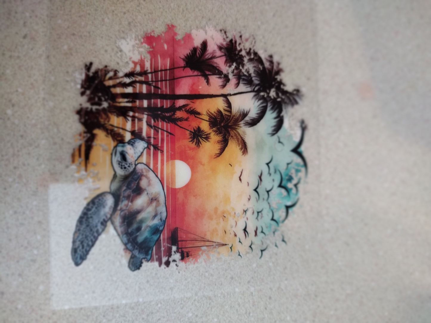 SM TURTLE WITH SUNSET UV DTF