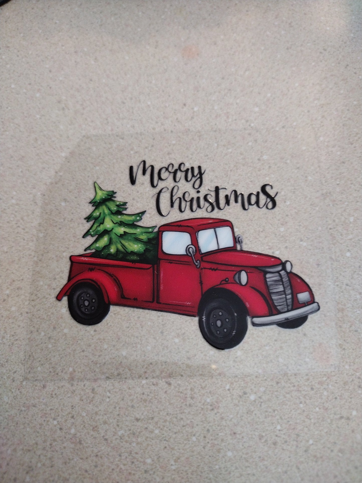 SM RED TRUCK MERRY CHRISTMAS UV DTF
