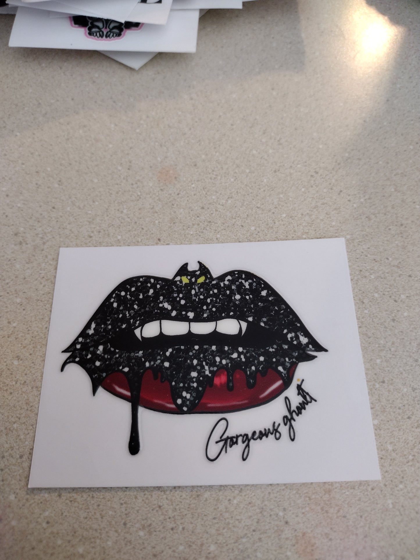 SM BAT GHOUL LIPS UV DTF