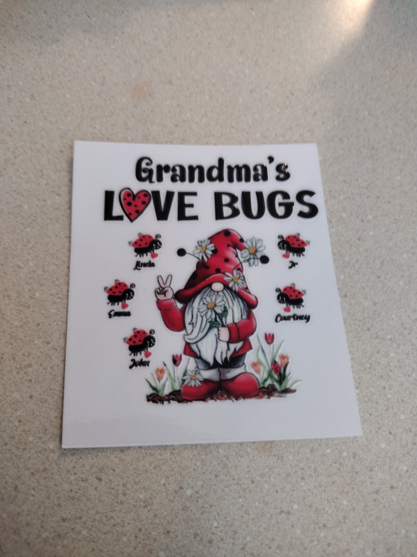 SM LOVE BUG GNOME. UV DTF