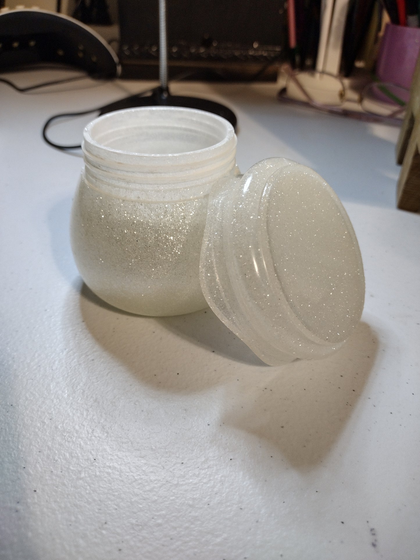 Resin Jar W/ Screw On Lid....custom made any colors