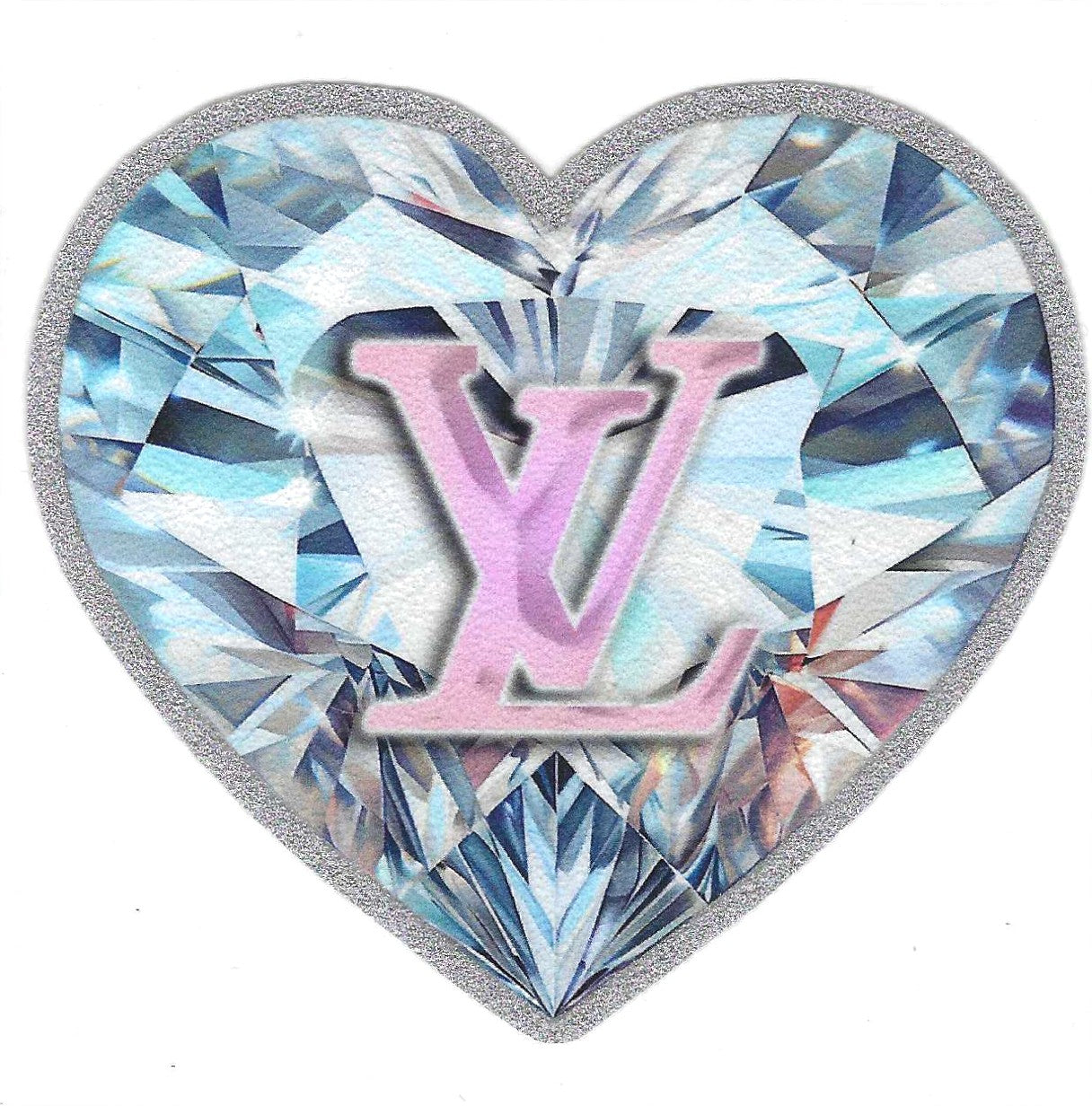 L-V Diamond Heart Glitter Decal