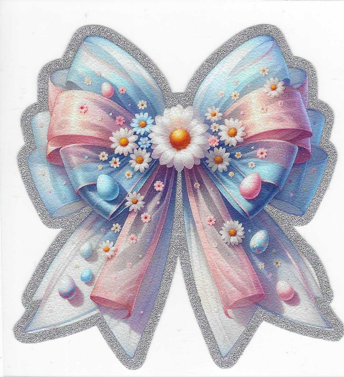 Bow w/ Flowers Glitter Decal