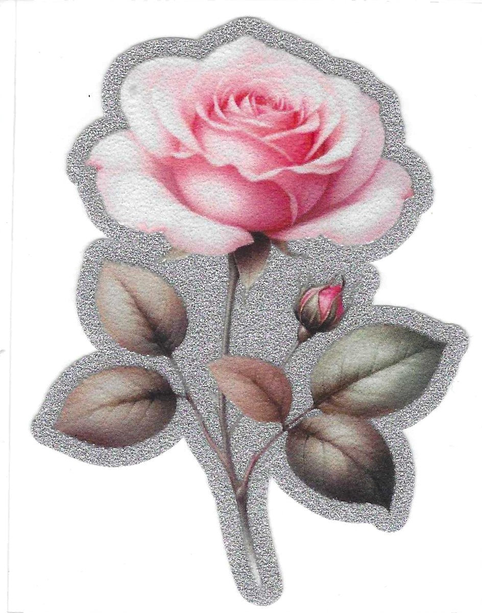 Pink Rose 1 Glitter Decal