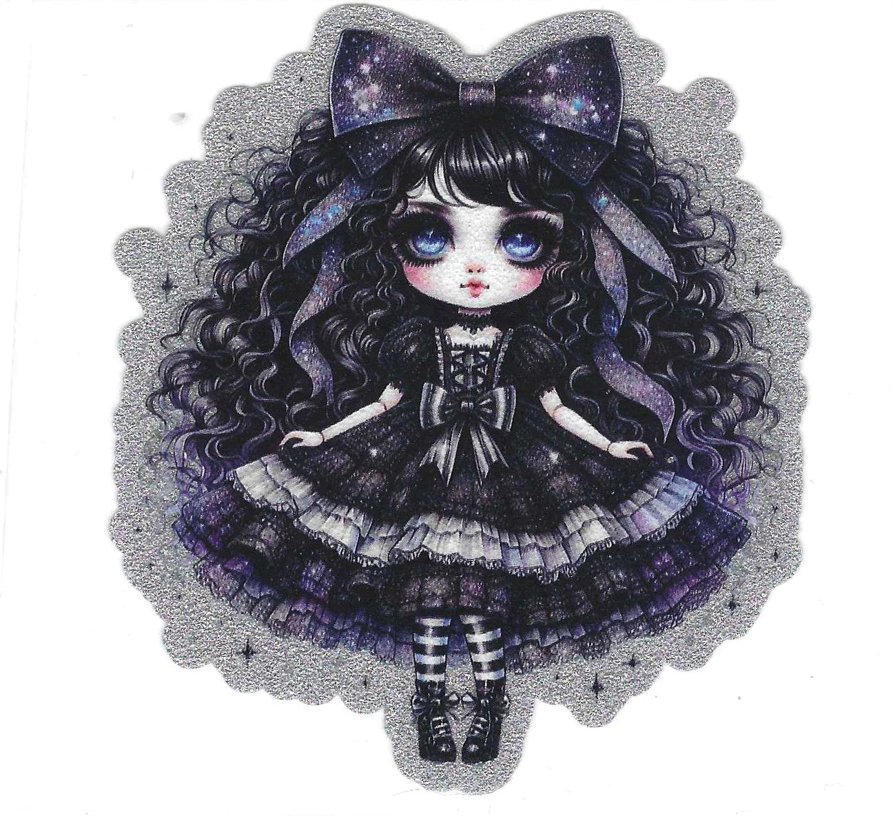 Black Dress Girl Glitter Decal