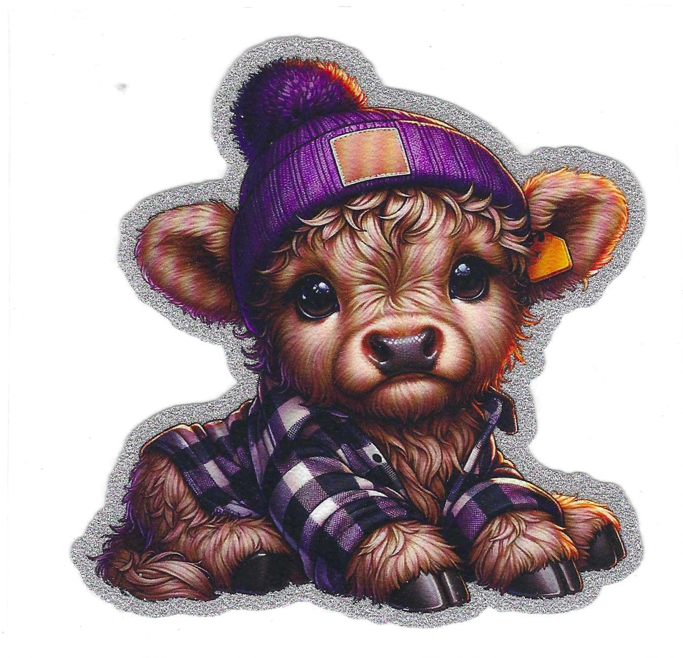 Purple Flannel Cow Glitter Decal