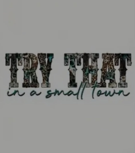 TRY THAT IN A SMALL TOWN W/TEAL T-SHIRT
