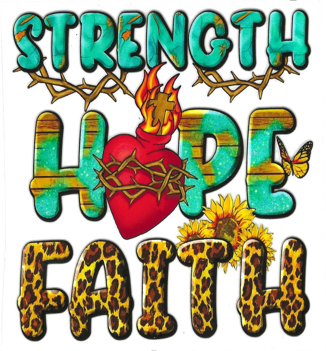 Strengh Hope Faith Leopard Decal