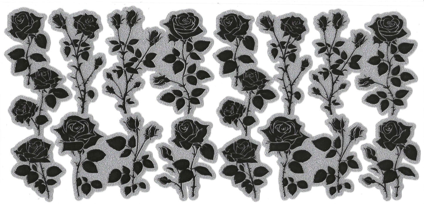 Black Silhouette Roses 16oz Glitter