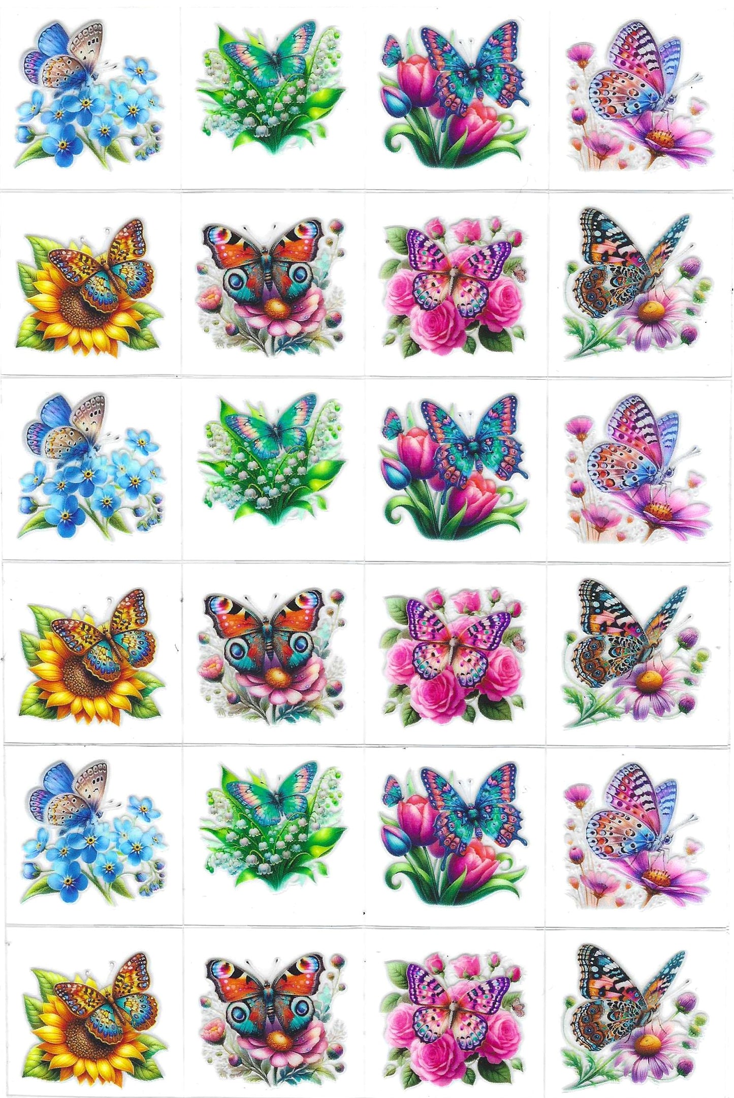 Butterfly w/ Flowers 2 Kiss Cut