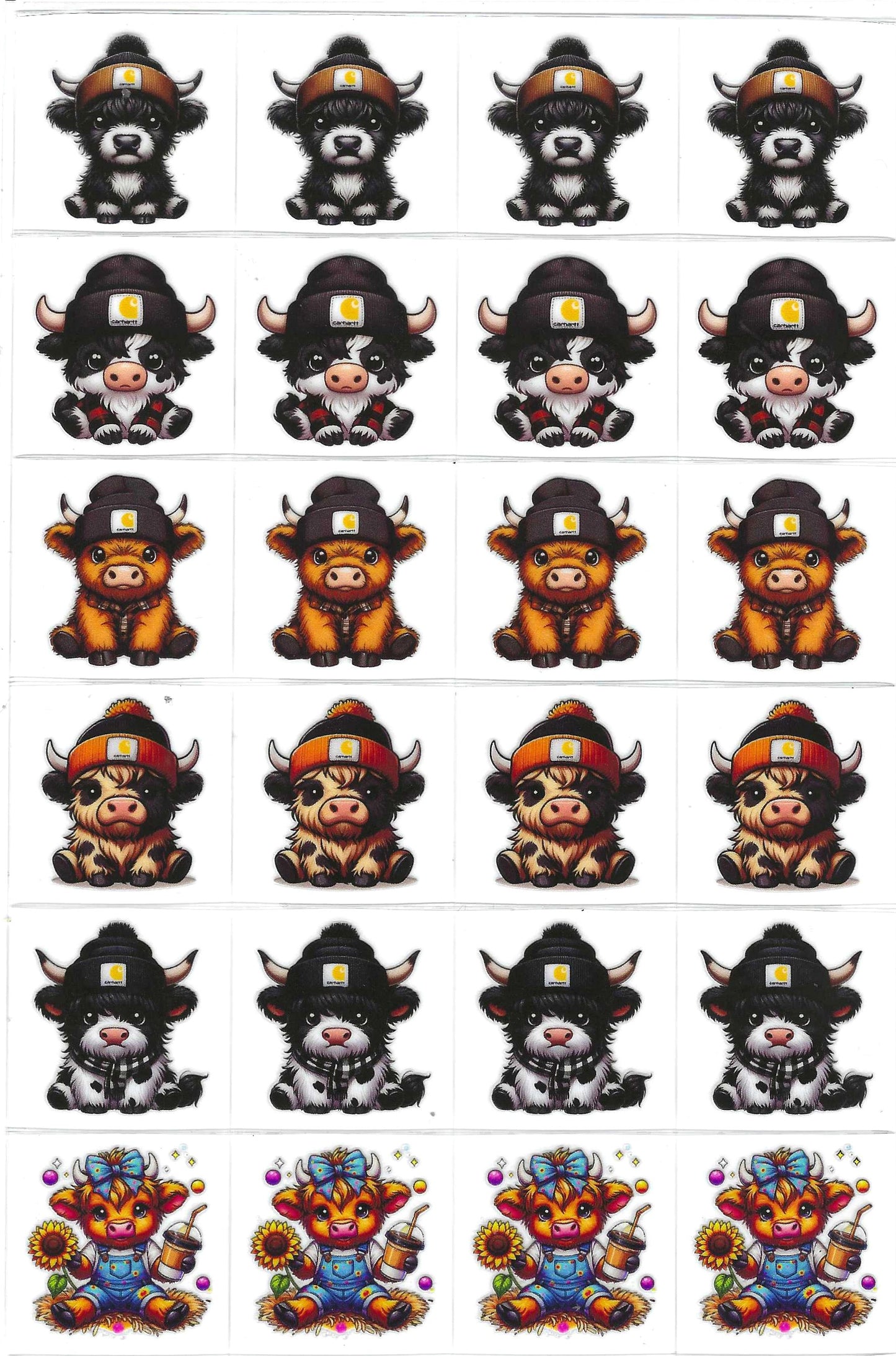 C-H Cow w/ Hats Kiss Cut