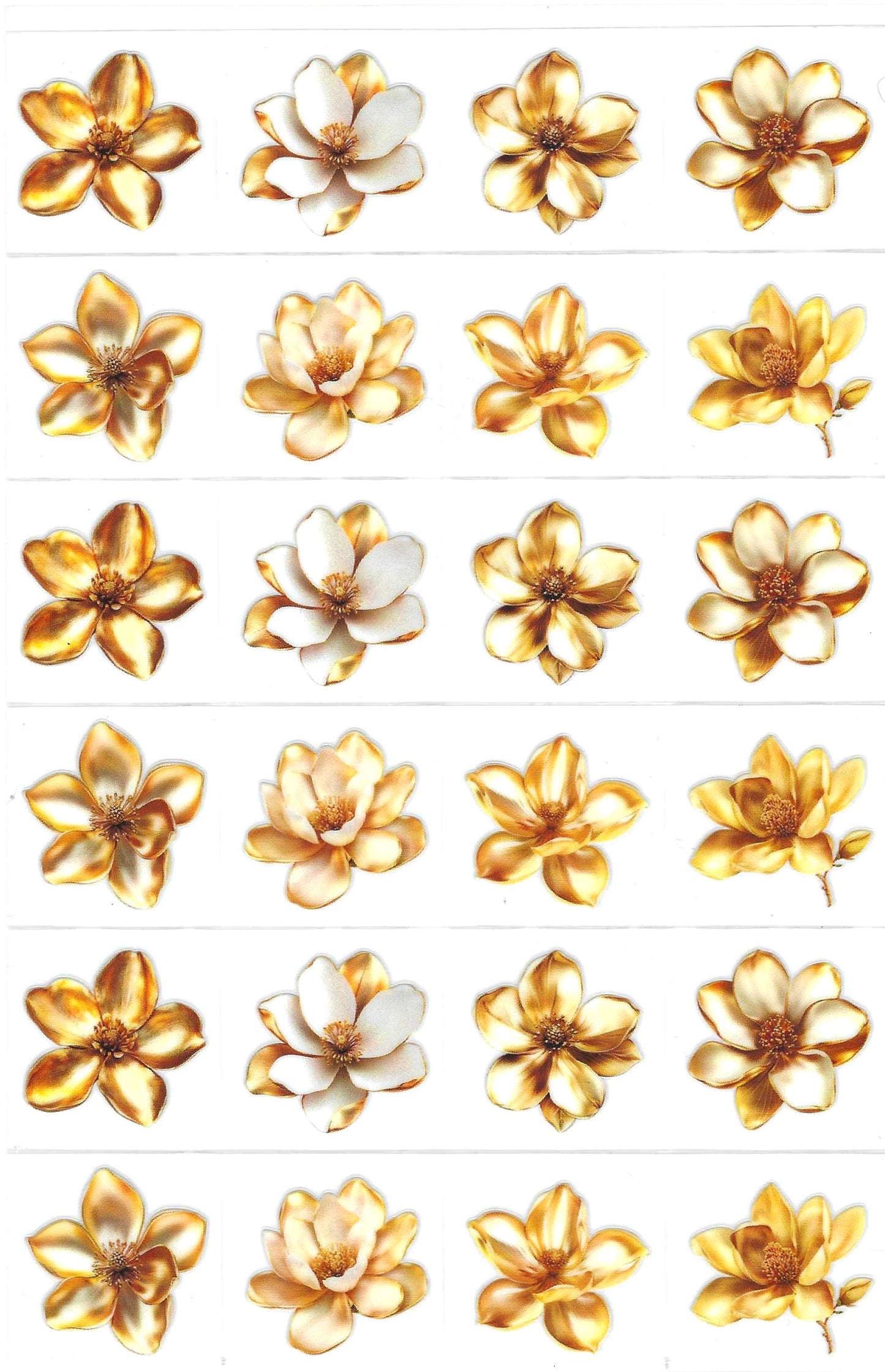 Gold Flowers Kiss Cut