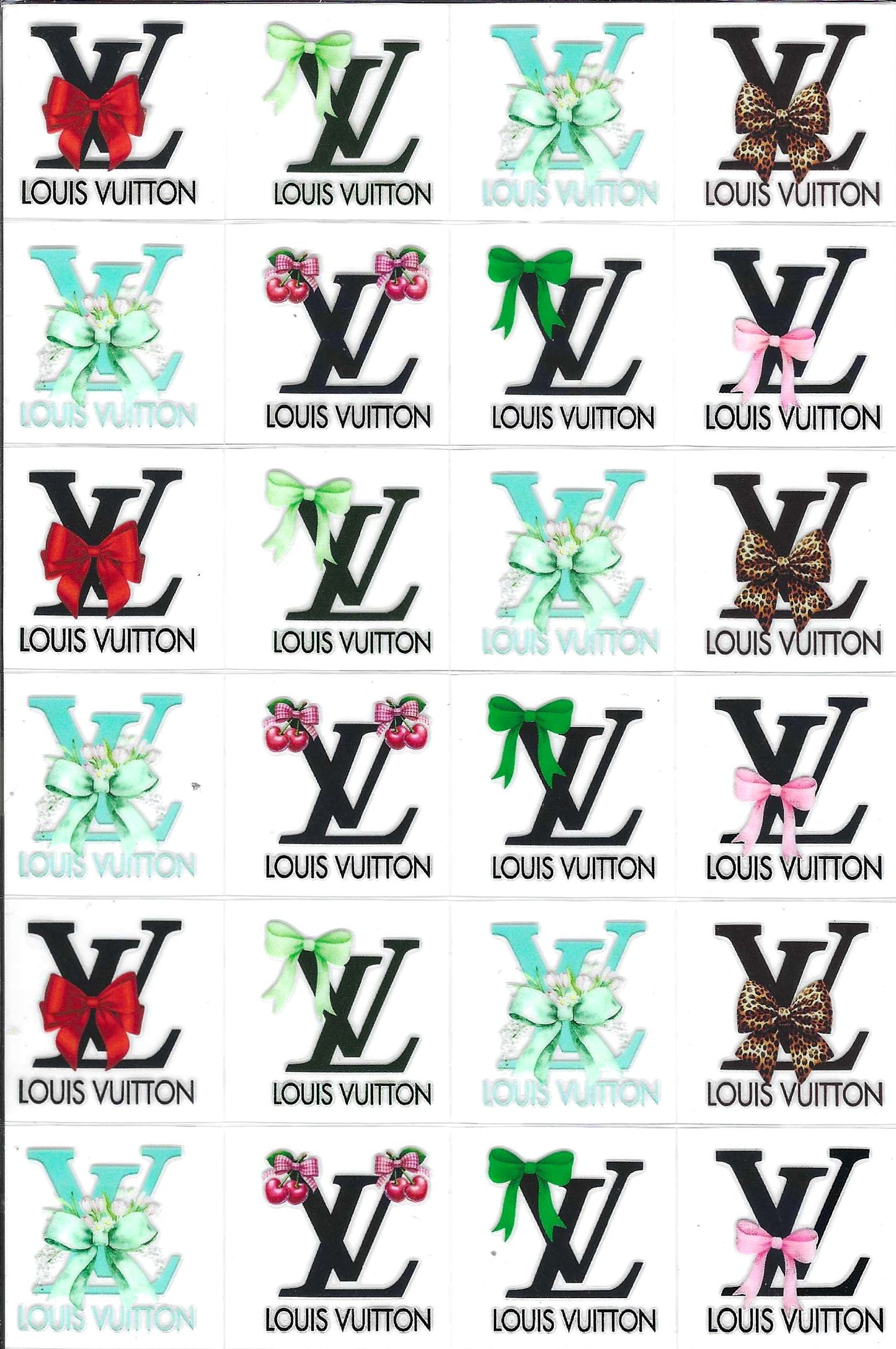 Designer L-V Bows Kiss Cut
