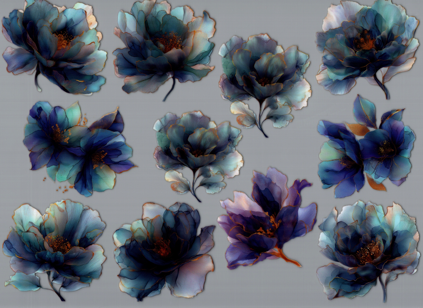 Multi Blue Flowers Element
